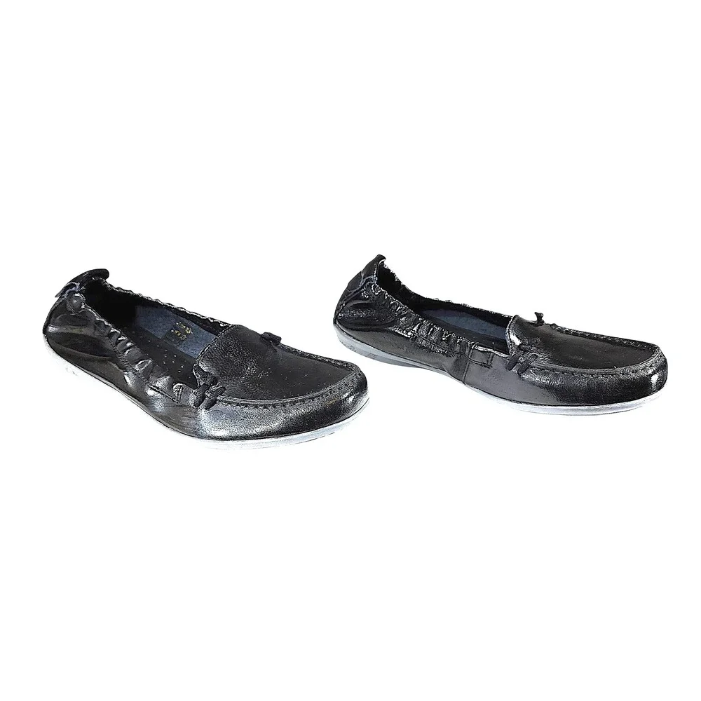 Hush‎ Puppies HOP2 Flex Slip On Flats 10 Women Ceil Black Patent Leather Loafers